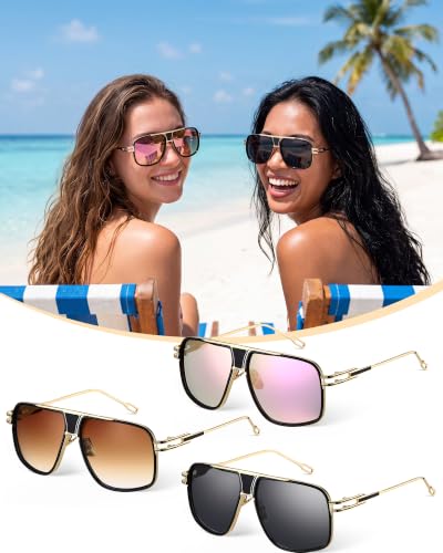 Image of Frienda 3 Pairs Mens Sunglasses Oversized