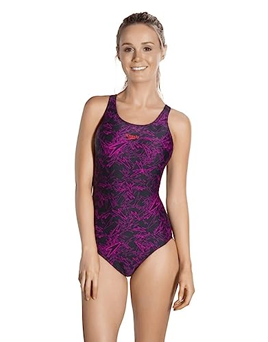 Speedo Boom Allover Women's Muscleback Swimsuit, Pink, 28/29in