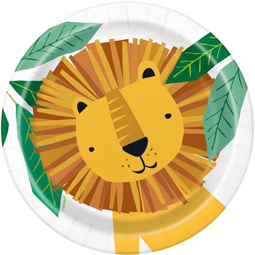 Unique Animal Safari Adventure Round Paper Dessert Plates - 7" (Pack of 8) - Eco-Friendly Paper, Ideal for Kids' Birthdays & Jungle-Themed Parties