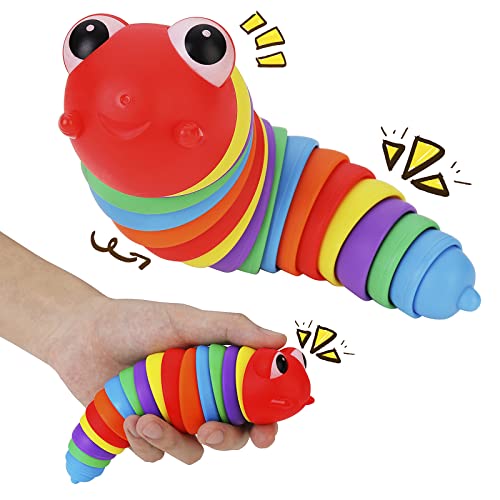 ChicJoy Caterpillar Sensory Toys for Toddlers, Road Trip Autism Fidget Toys for Autistic Kids,Party Favor Desk Pet Gifts for Children, Adults, Christmas, Birthday- Red