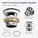 BOTEMY Solid Brass Pop-Up Drain for Freestanding Tubs, Tool-Free Installation Bathtub Drain Stopper with Chrome Finish, Big Cap Fit 1.8