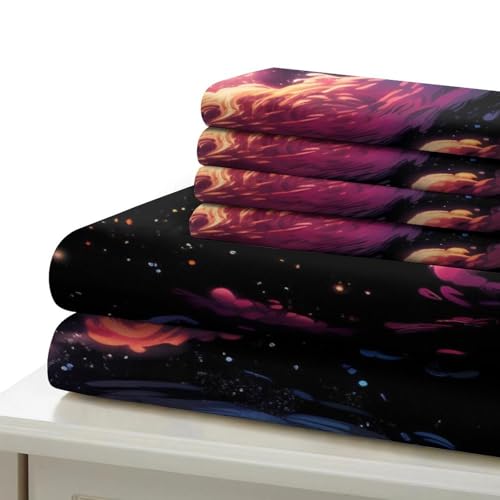 Housse de couette microfibre 200x200 et parure de lit 3D galaxie pour lit double - 7