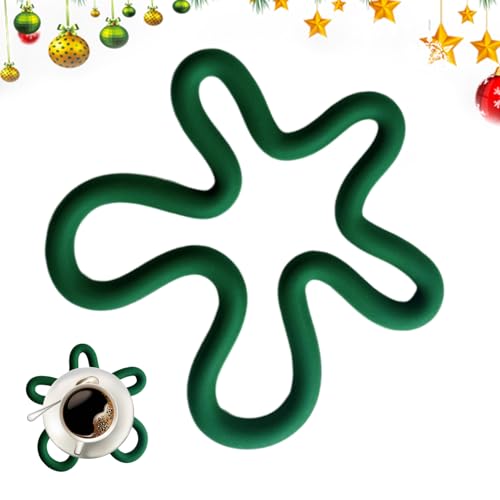 Posavasos para ollas y polos calientes de Navidad – Conjuntos de protección térmica de silicona – Posavasos y posavasos aislantes para cocinar, hornear y proteger las encimeras de trabajo