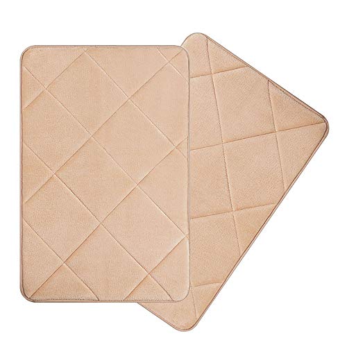Seavish Thick Memory Foam Bath Mat Set, 2 Piece 17'' x 25.6'' Beige