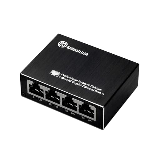 ENIANHUA Mini 5 Port Gigabit Unmanaged Ethernet Switch 10/100/1000 Mbps, Network Hub, Desktop or Wall Mount, Office Ethernet Splitter, Plug & Play, Fanless & Metal Design, Sturdy Metal Design