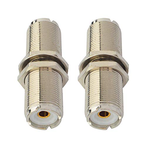 Boobrie UHF Buchse auf UHF Buchse SO-239 UHF auf UHF Koax Adapter SO239 bis SO239 Schottanschluss Verlustarmer Koax-Adapter von Buchse zu Buchse 4,5 cm Packung mit 2 Stück