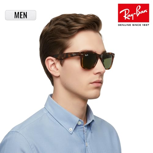 Image of Ray-Ban RB4105 WAYFARER FOLDING CLASSIC Square Shape Sunglasses for Men with Official Eyewear Kit