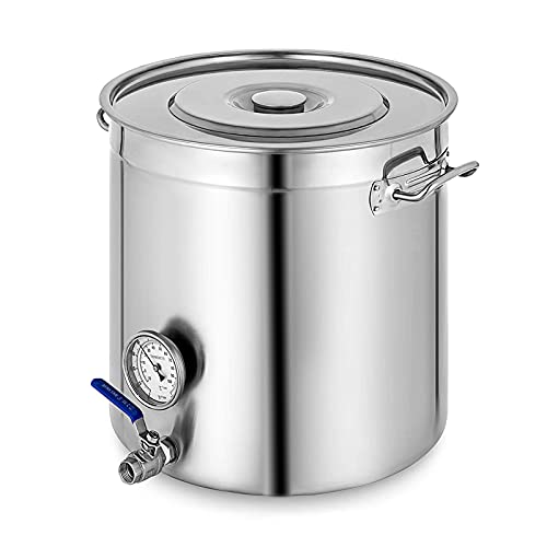 Aizyr Stainless Steel Home Brew Pot Brew Kettle Set W/Lid, Thermometer And Ball Valve For Beer Brewing Cooking And Boiling,50 * 50Cm #TOP22
