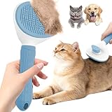 Cat Brush, Self Cleaning Slicker Brush, Skin-Friendly Grooming Tool for Cats & Dogs, Easily Removes Shedding Hair & Mats, Pet Massaging Tool for Long and Short, No Hair Build-Up, Easy to Clean