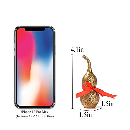 Brabud Chinese Good Luck Wu Lou/Hu Lu Gourd/Cucurbit For Wealth Peaceful Copper Statue Collectible Figure Sculpture Charm Amulet #TOP1