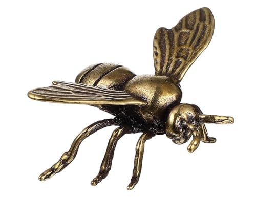 Estatua decorativa de abeja dorada pequeña de latón