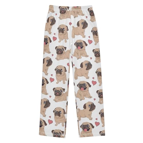 Boys' Pants Cute Animal Puppy Pug Dog Long Bottoms Jogger Pants Elastic Waist Trousers with Pockets S-XL