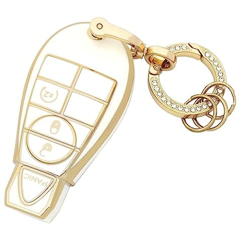 chyoekey Key Fob Cover for Dodge with Keychain Soft TPU Car Key Shell Case Protector Compatible with 2013-2018 Dodge Ram Truck 1500 2500 3500 GQ4-53T 56046953 (For Dodge - White, 4 Buttons) Cover