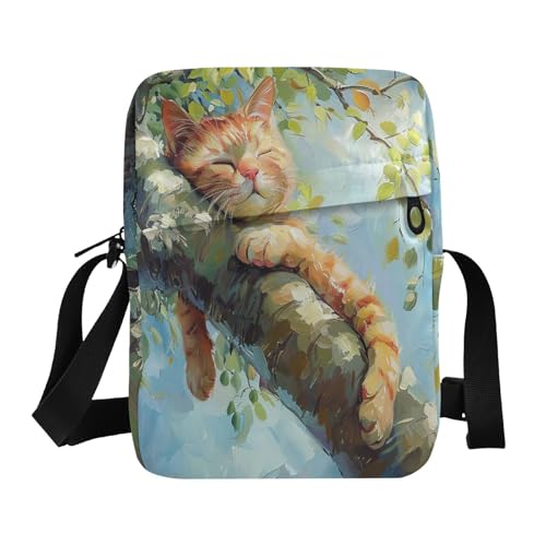 messenger bag cute Crossbody Bags For Women Cross Body Purse Adjustable Strap for work work - Cat on The Tree