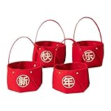NonMiFyR 4 Piezas Cestas de Frutas año Chino Tubos Cubeta de Dulces Decoración Roja Material No Tejido Adorno Tradicional Apto para Comedor, Style a, Individual