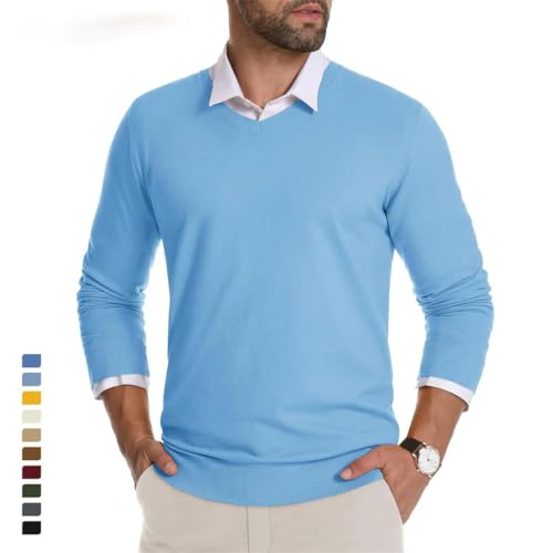 Mens Knitted Sweaters Pullover V Neck Slim Fit Sweater Thicken Warm Long Sleeve Pullovers Top2