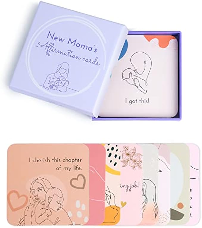 Ariond 31 New Mom Affirmation Cards for Post Partum Self Care with Empowering Messages on the verso of each card | New mom gifts for women after birth, New mom essentials, Postpartum gifts for mom