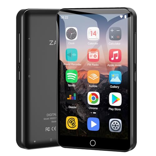 Reproductor MP3 de 80 GB con WiFi y Bluetooth,Pantalla táctil de 4 Pulgadas, Reproductor de música para niños, Reproductor MP4 Android con Spotify, Audible, Amazon Music, Deezer, Play Store (Negro)