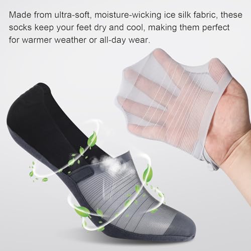 Ice Silk Invisible Breathable Anti-slip Socks, No Show Socks Womens and Men for Flats, Ultra Low Cut Non Slip Flat Boat Liner (US, Alpha, One Size, Regular, Regular, 5 Pairs-A)4