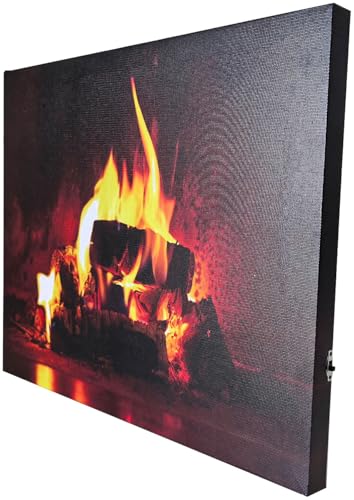 infactory Kaminbild: Animiertes LED-Wandbild Kaminfeuer, 40 x 60 cm (Dekoration, realistische Kaminfeuer, Beleuchtung)
