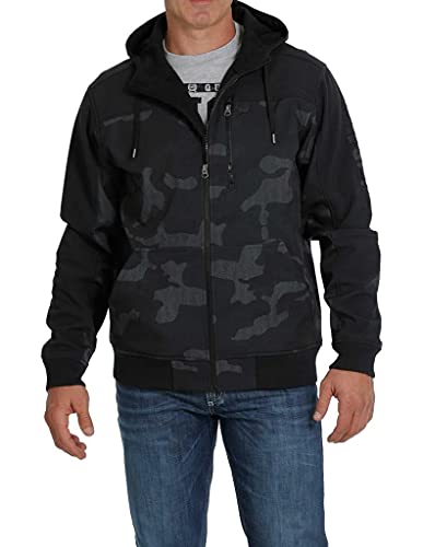 Cinch Men's Camo Print Zip-Front Bonded Hooded Jacket Black Medium US