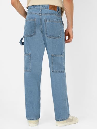 Image of Urbano Fashion Men's Loose Mid Rise Baggy Fit Cargo Carpenter Jeans with 6 Pockets Non-Stretchable