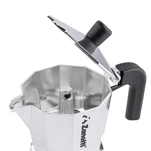 Zanetti, Mama Espressokocher aus Aluminium, Kaffeemaschine für 2 Tassen, Espressokocher mit Anti-Tropf-System, Silikondichtung, ergonomischer Griff