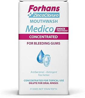 Forhans, Collutorio Medico Concentrato, Azione d'Urto, con Zinco Cloruro, Azione Antisettica, Antibatterica, Astringente e Antinfiammatoria, Gengive Sane, Non Macchia i Denti, 75 ml