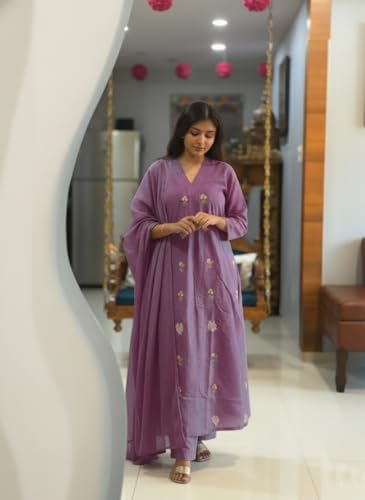 Image of ANNI Designer Women's Rayon Viscose Straight Kurta Set with Pant and Dupatta | Stylish Long Kurti Dress for Festive, Party, and Ethnic Wear