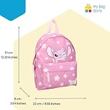 mybagstory | Plecak anioła Disneya dla dziewczynek | Różowy tornister szkolny Mały rozmiar 31 x 22 x 9 cm | Idealny plecak dla dzieci do przedszkola i wypoczynku | Oficjalny projekt Lilo i Stitch |