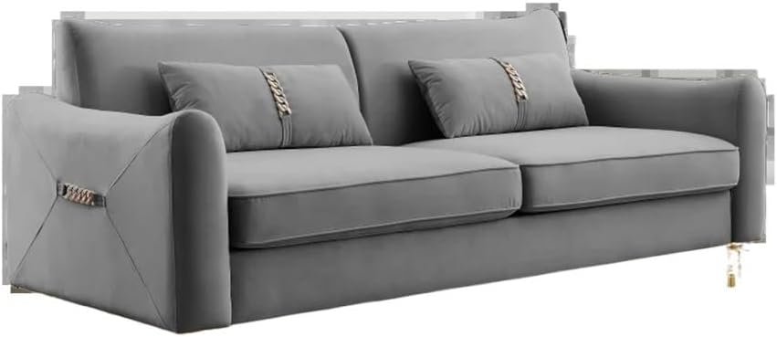 Velvet Long Couch 80.3'',Grey Tufted Back Comfy Upholstered Sofa Golden Legs for Living Room, Bedroom,Office