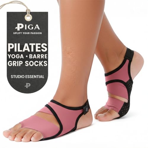 Image of PIGA Toeless Pilates Socks - Non-Slip Grip for Men & Women, Breathable, Durable for Pilates, Barre & Yoga Workouts