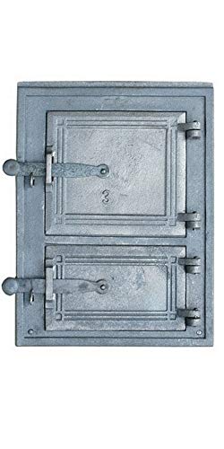 QLS Stove Door 38 x 29 cm Cast Iron Baked Door Wooden Oven Door Fireplace Door Double