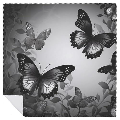 Servilletas de tela con mariposas negras y grises 6 pcs miniatura 6