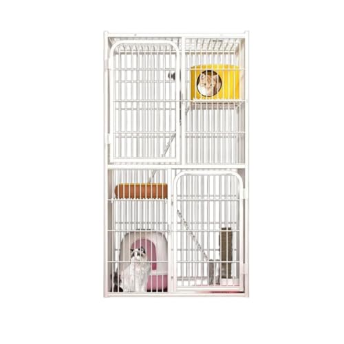 LumoLight 猫ハウス 快適なスペース 猫脱走防止 ペット用品 室内飼い 掃除しやすいネコ 室内用猫のゲージ 大型猫用ケージ 多頭飼い猫 取り外し可能な 猫ケージ 猫ハウス 室内用猫のゲージ 組立簡単 (1列大型3階建て 71×54×130cm)