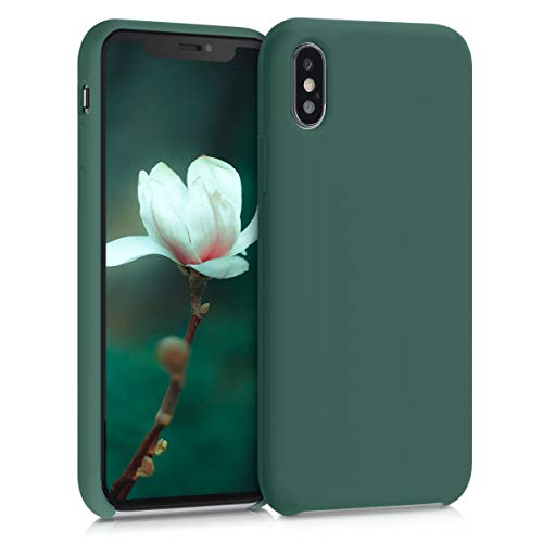 kwmobile Carcasa Compatible con Apple iPhone XS Funda - Case TPU y Silicona antigolpes - Apto Carga inalámbrica - Verde Bosque