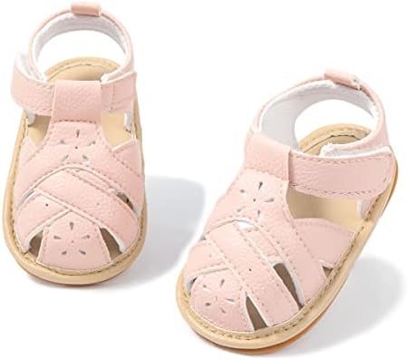KIDSUN Infant Baby Girls Sandals Anti Slip Rubber Sole Summer Beach Outdoor First Walker Crib Shoes