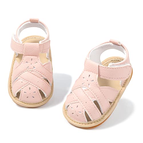 Image of Babelvit Infant Baby Girl Boy Sandals Comfort Premium Summer Outdoor Casual Beach Shoes with Flower Bowknot Anti Slip Rubber Sole Newborn Toddler Prewalker First Walking Shoes