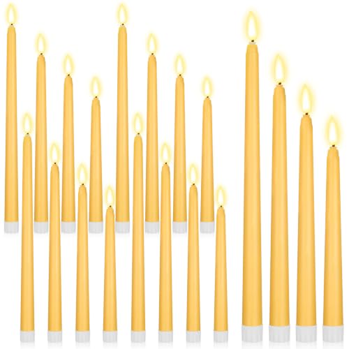 Image of Rossesay 24 Pcs Flameless LED Taper Candles Battery Operated Candles 8.5 inch, 9.65 inch, 10.8 inch, 12.8 inch Flameless Candlesticks Flickering for Christmas Church Wedding(Classic, Yellow)