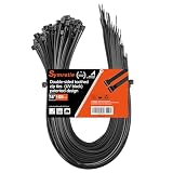 Symretie 18' ─-double-sided tooth zip ties black. ─: 120lbs tensile strength. Heavy-duty, self-locking, adjustable, durable nylon ties for indoor/outdoor use. (100Pack black)