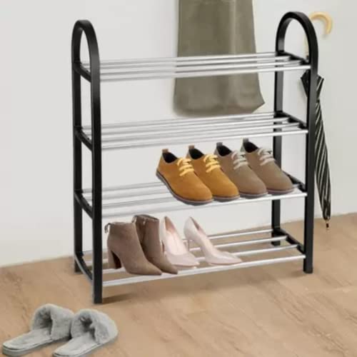 Sapateira Plástico com Metal 4 Divisórias Desmontável (Preto)