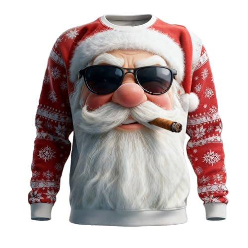 Ugly Christmas Jumpers for Men Uk Novelty Crewneck Tops Casual Comfortable Men Jumper for Funny Golf Santa Claus Print Sweatshirt Pullover