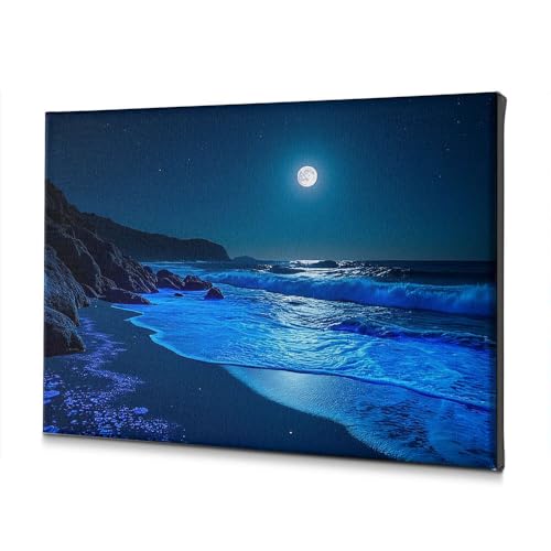 Toile décorative plage aux vagues bleues - Impression sur toile fine