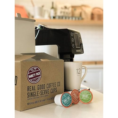 Real Good Coffee Company - Single Use Coffee Pods - Organic Dark Roast Coffee - K-Cup Compatible including Keurig 2.0 Brewers - Recyclable Cups and Packaging - 36 Count