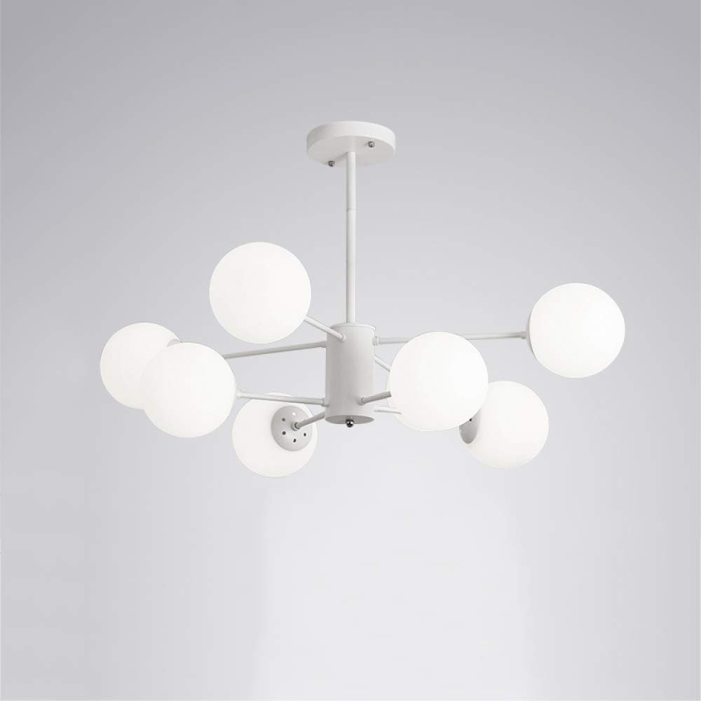 CZYLJLK Magic Bean Molecular,LED Sputnik Pendant Light Postmodern Nordic Creative Hanging Lamp Living Room Bedroom Restaurant Lamp,White+WhiteLight-8Heads