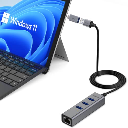 Aceele Usb To Ethernet Adapter, Usb C To Ethernet, Aluminum Usb 3.0 Hub With Rj45 10/100/1000 Gigabit Ethernet Adapter, Compatible For Macbook Pro/Air, Ipad Pro 2021, Chromebook, Xps, Surface Pro #TOP7