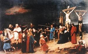 Peinture à l'huile Golgotha 1884 Munkacsy : un cadeau d'art d'exception