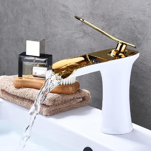 Mitigeur de salle de bain cascade or et robinet lavabo monotrou compact - 6