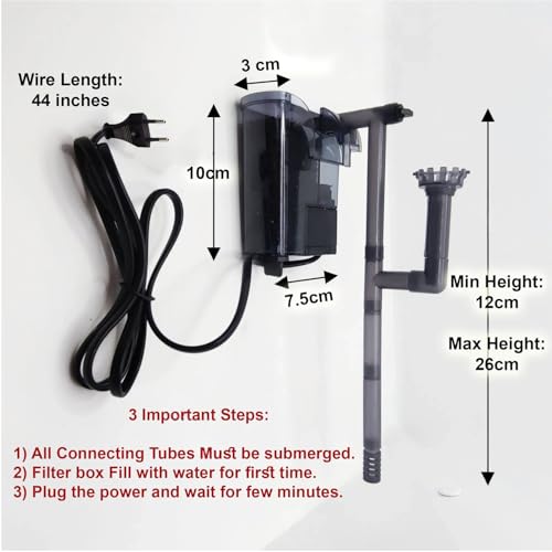 Image of Venus Aqua VS-SP03S Hang-On Canister Filter Hang On Back Aquarium Filter with Surface Skimmer, 300 LPH 3W Quiet Power Filter for 10-20L Fish Tanks, Freshwater & Saltwater Nano Aquariums
