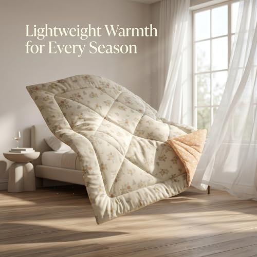 Image of VAS COLLECTIONS Feather Cotton Reversible AC Comforter for Double Bed | Super Soft 220 GSM Quilt /Duvet /Dohar | Lightweight All-Season Comforter | 90 x 100 Inches (1 Piece), Mustard